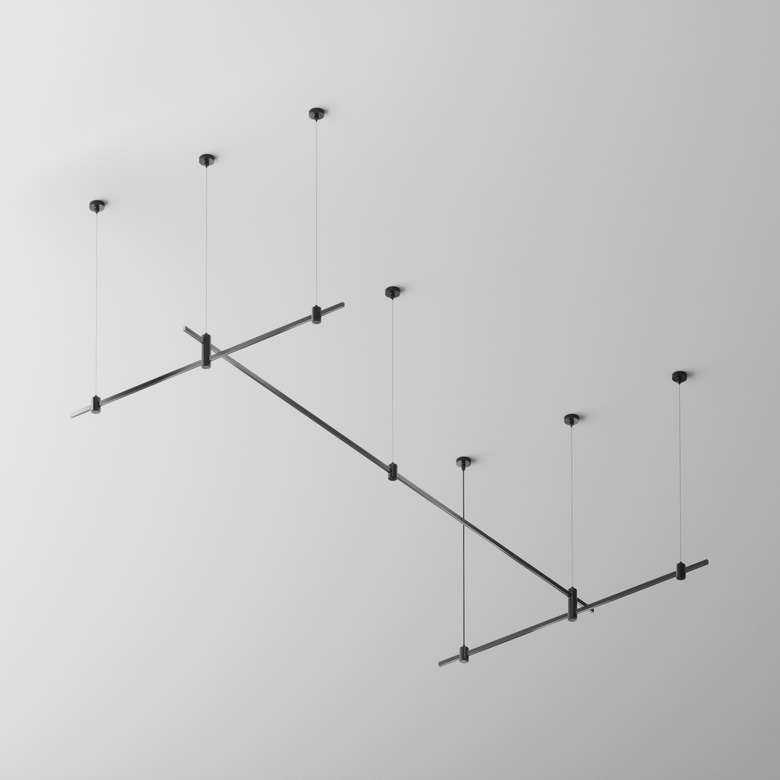 Готовая конструкция прямая 2м х 1м двухуровневая на тросовых подвесах Hang без светильников и блока питания