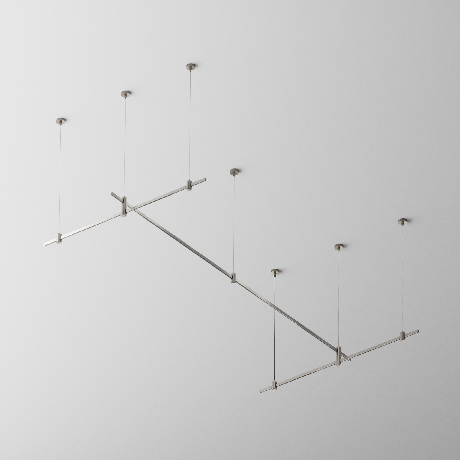 Готовая конструкция прямая 2м х 1м двухуровневая на тросовых подвесах Hang без светильников и блока питания