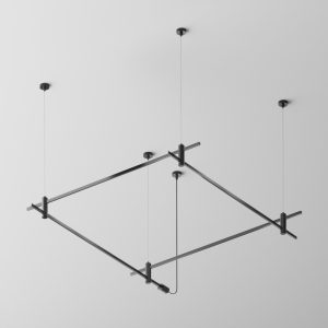 Готовая конструкция квадратная двухуровневая на тросовых подвесах Hang без светильников и блока питания