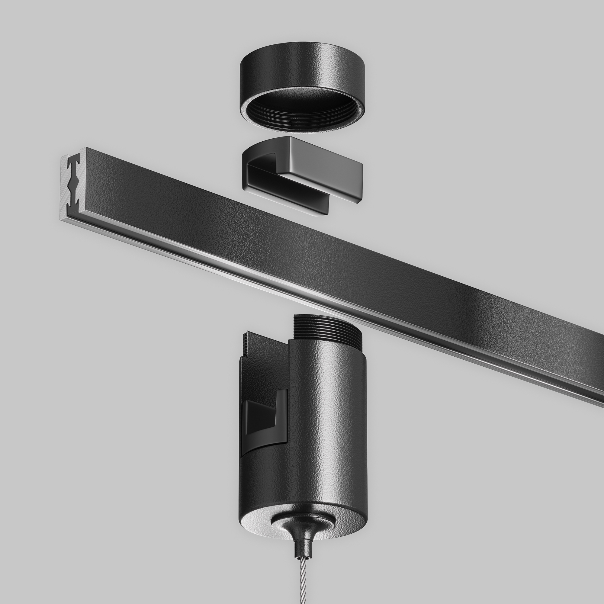 Коннектор с тросовым подвесом Tau в шинопровод Flarity черный Комплектующие для трекового светильника Technical TRA154SW-1B — изображение 3