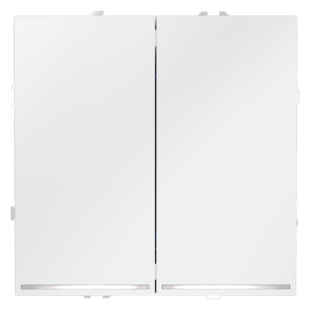 Выключатель встраиваемый VOLTUM S70 двухклавишный с подсветкой 10А, (белый матовый) — изображение 2