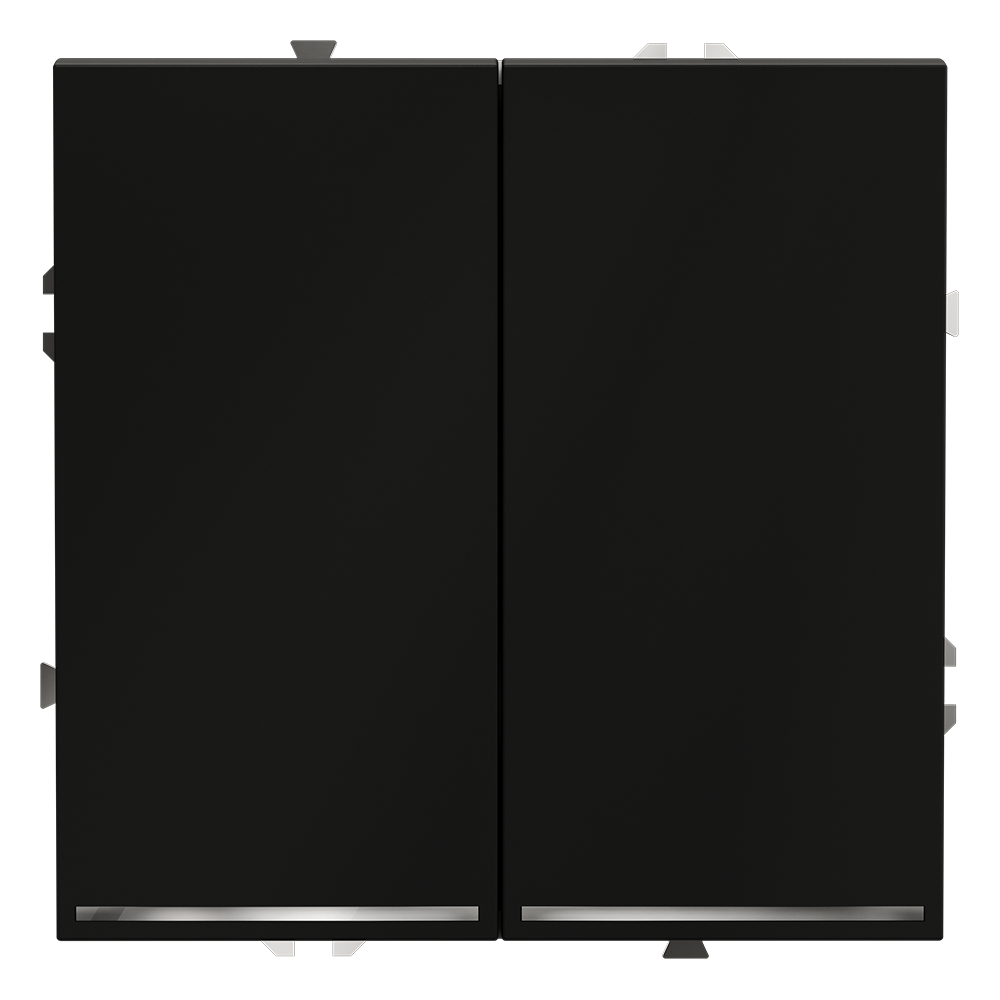 Выключатель встраиваемый VOLTUM S70 двухклавишный с подсветкой 10А, (черный матовый) — изображение 2