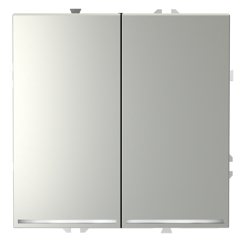 Проходной переключатель встраиваемый VOLTUM S70 двухклавишный с подсветкой 10А, (сталь) — изображение 2