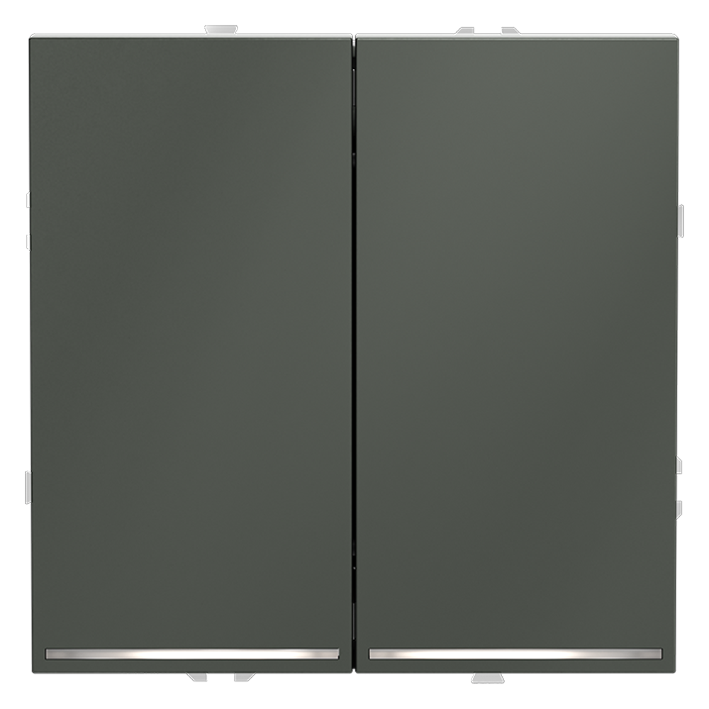 Проходной переключатель встраиваемый VOLTUM S70 двухклавишный с подсветкой 10А, (титан) — изображение 2