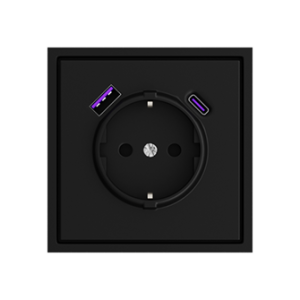 Розетка одинарная с заземлением с USB-портом для зарядки Type A + Type C
