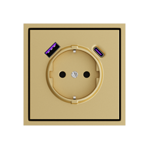 Розетка одинарная с заземлением с USB-портом для зарядки Type A + Type C