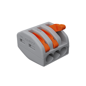 Клемма тройная соединительная монтажная с рычажком