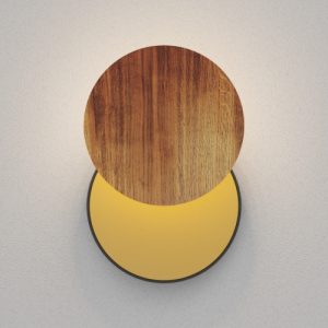 Настенный светодиодный светильник Ledron UFO G2 Wooden Black-Gold