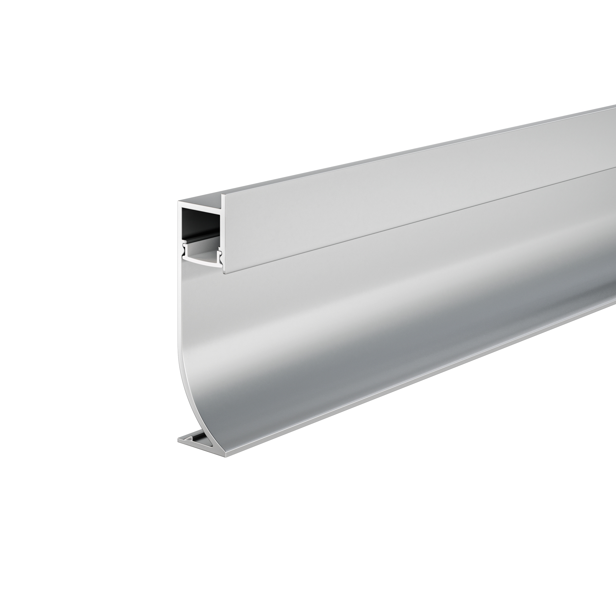 Алюминиевый профиль плинтус 53x14 (Серебро