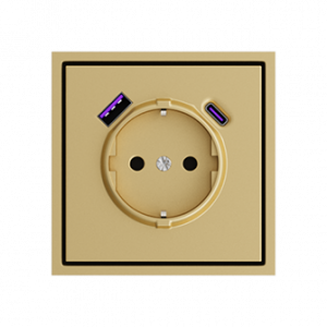 Розетка одинарная с заземлением с USB-портом для зарядки Type A + Type C