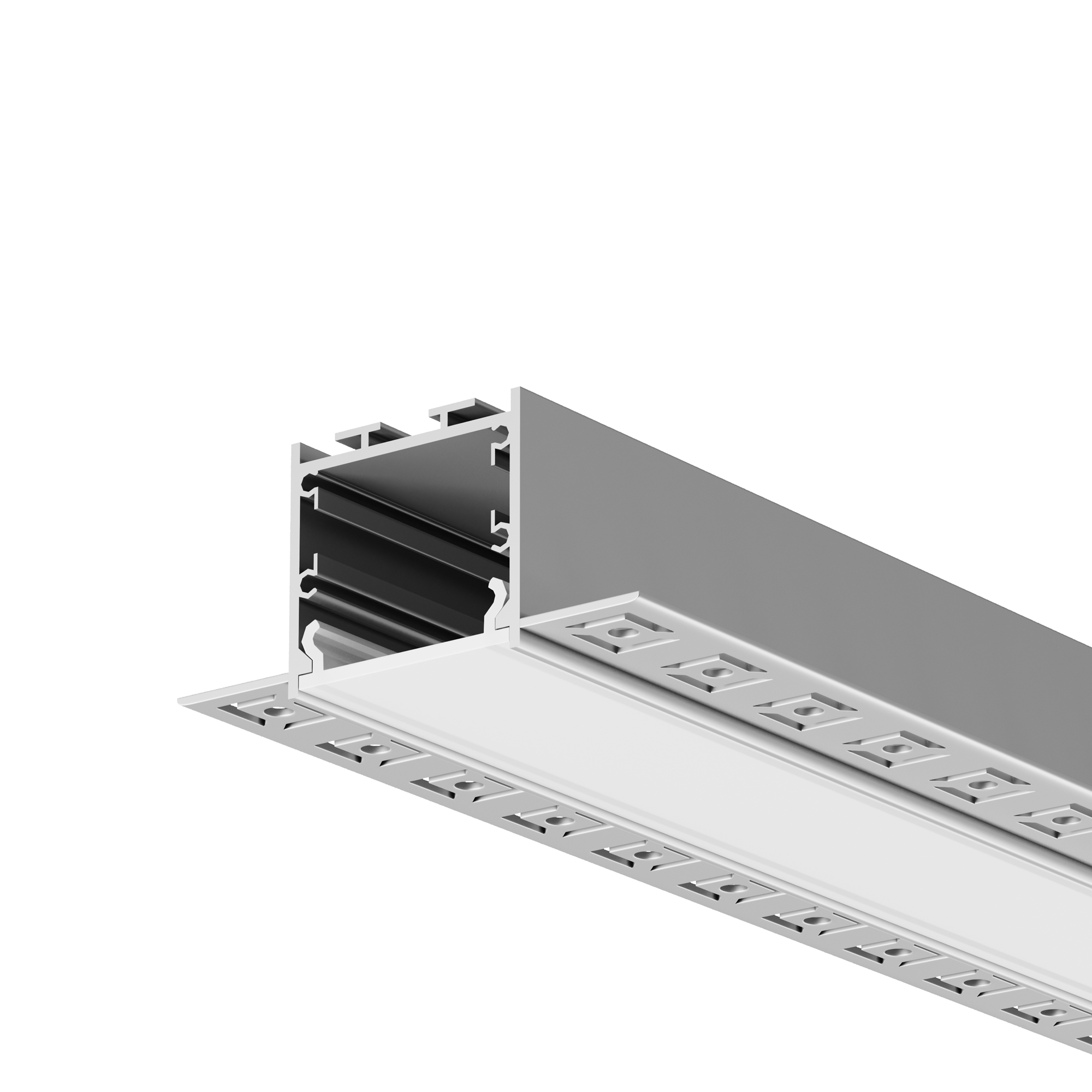 Алюминиевый профиль встраиваемый скрытого монтажа 72x36 (Серебро