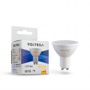 Светодиодная лампа MR16 6Вт 2700K GU10 100° диммируемая Лампочка Voltega 7238