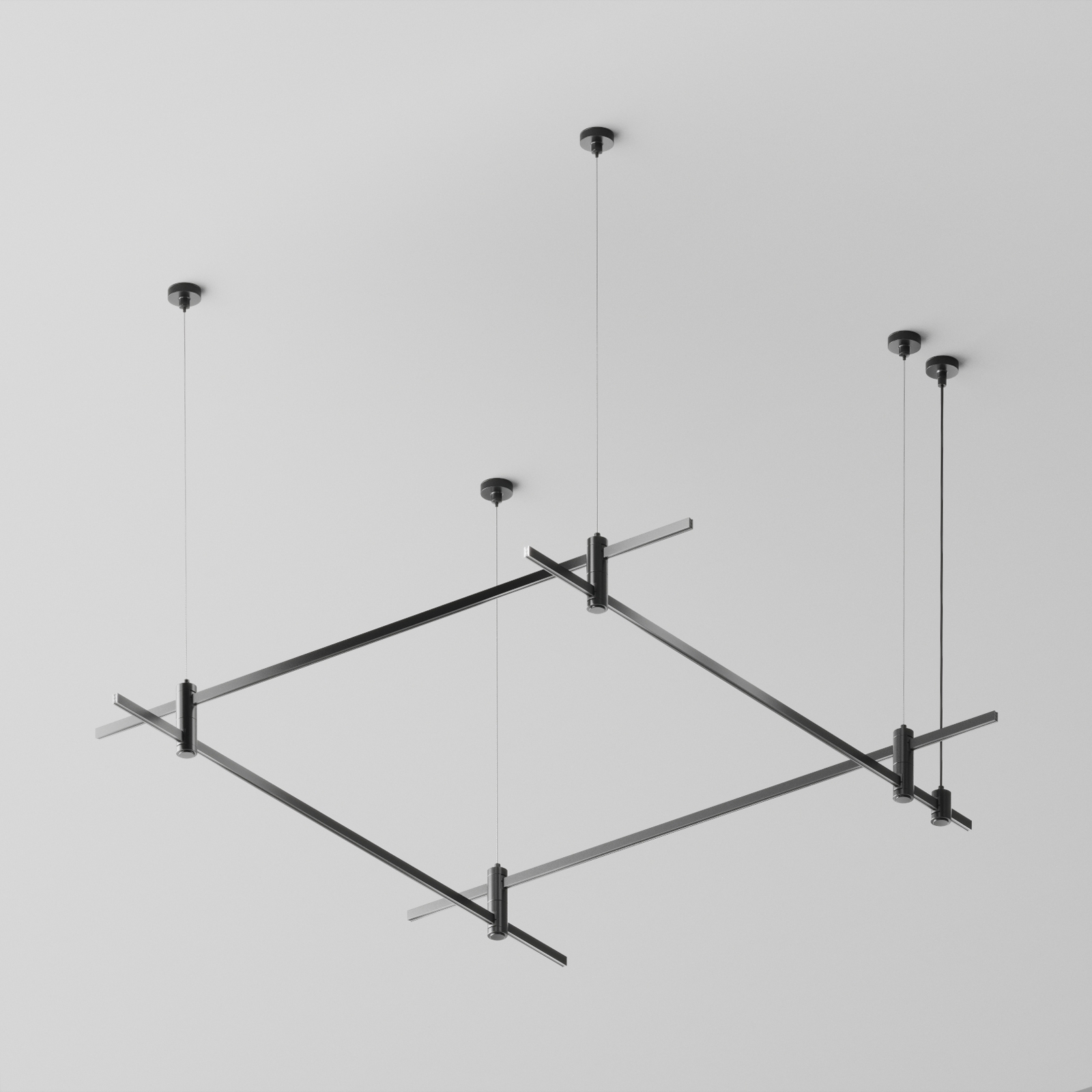 Готовая конструкция квадратная двухуровневая на тросовых подвесах Hang без светильников и блока питания