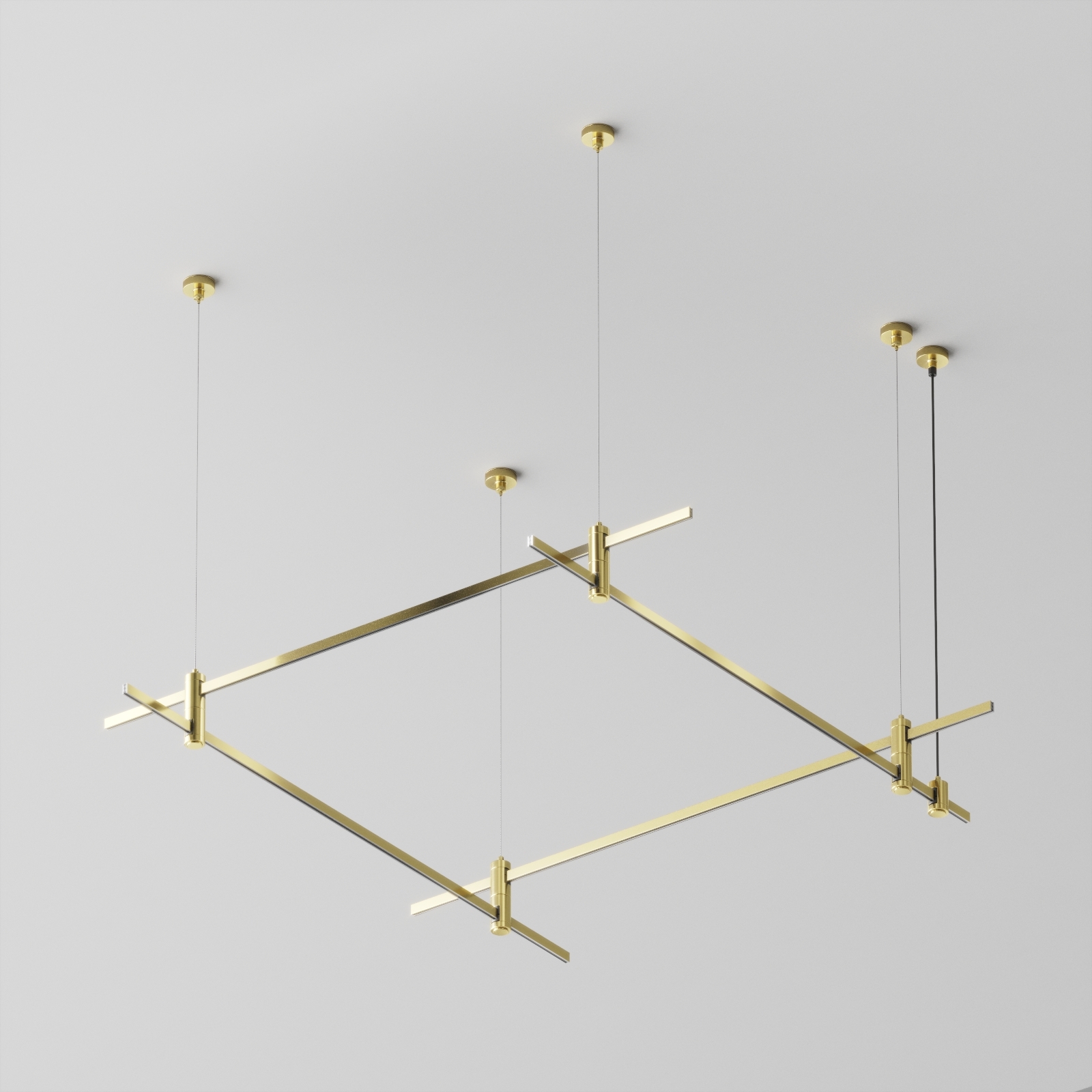 Готовая конструкция квадратная двухуровневая на тросовых подвесах Hang без светильников и блока питания