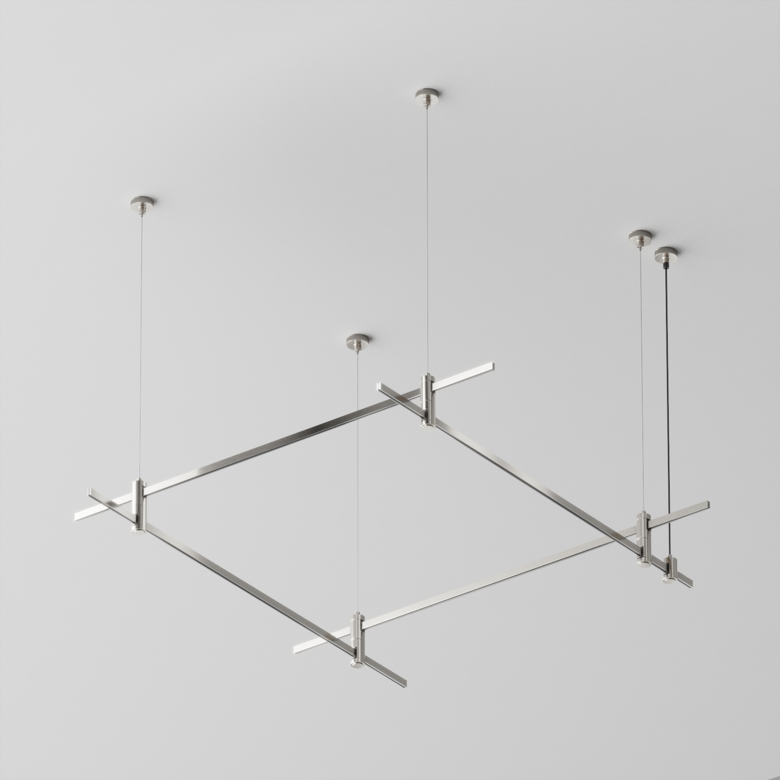 Готовая конструкция квадратная двухуровневая на тросовых подвесах Hang без светильников и блока питания