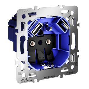 Механизм розетки с заземлением и защитными шторками 16А