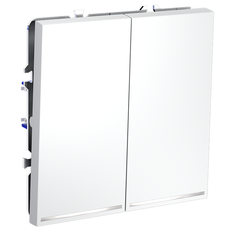 Выключатель встраиваемый VOLTUM S70 двухклавишный с подсветкой 10А