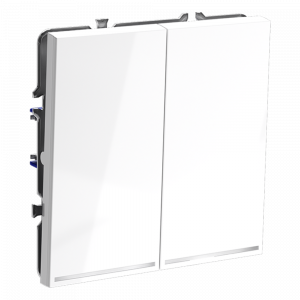 Проходной переключатель встраиваемый VOLTUM S70 двухклавишный с подсветкой 10А