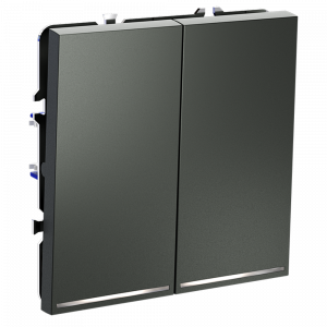 Проходной переключатель встраиваемый VOLTUM S70 двухклавишный с подсветкой 10А