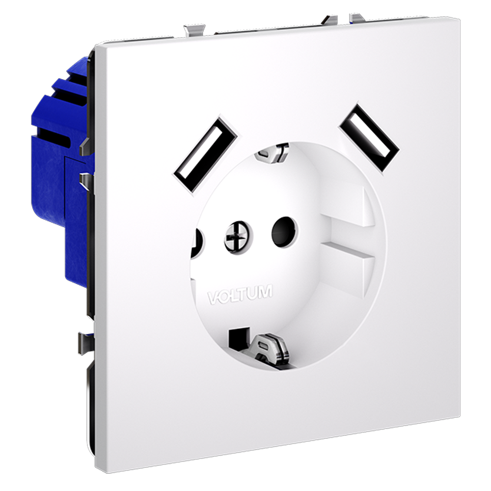 Розетка встраиваемая VOLTUM S70 с заземлением и защитными шторками