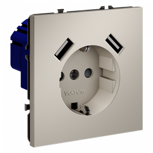 Розетка встраиваемая VOLTUM S70 с заземлением и защитными шторками