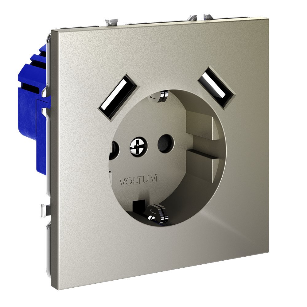 Розетка встраиваемая VOLTUM S70 с заземлением и защитными шторками