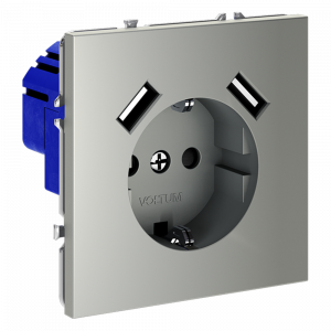 Розетка встраиваемая VOLTUM S70 с заземлением и защитными шторками