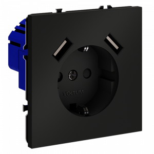 Розетка встраиваемая VOLTUM S70 с заземлением и защитными шторками