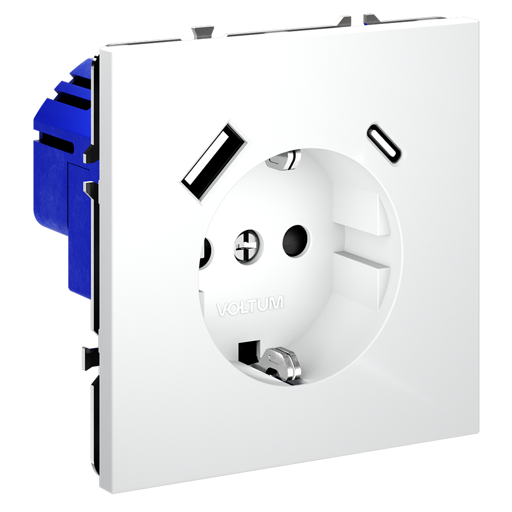 Розетка встраиваемая VOLTUM S70 с заземлением и защитными шторками