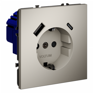 Розетка встраиваемая VOLTUM S70 с заземлением и защитными шторками