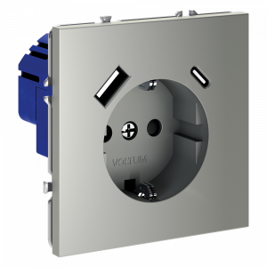 Розетка встраиваемая VOLTUM S70 с заземлением и защитными шторками