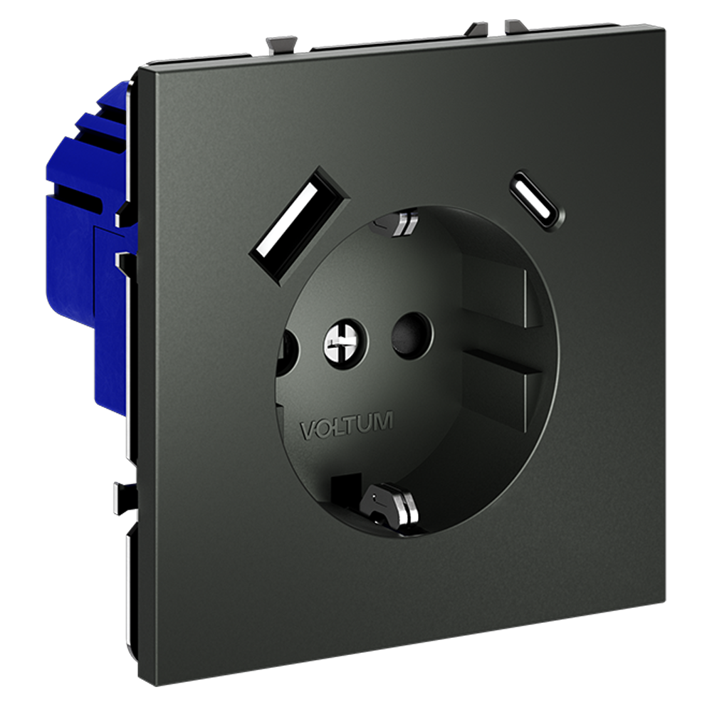 Розетка встраиваемая VOLTUM S70 с заземлением и защитными шторками