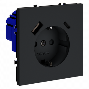 Розетка встраиваемая VOLTUM S70 с заземлением и защитными шторками