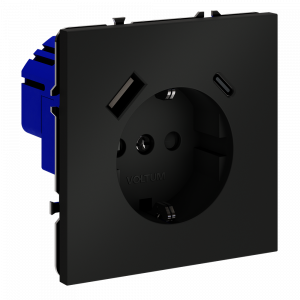 Розетка встраиваемая VOLTUM S70 с заземлением и защитными шторками