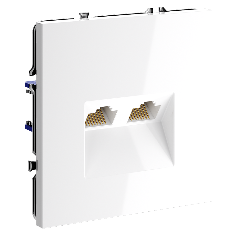 Розетка компьютерная встраиваемая VOLTUM S70 двойная RJ45+RJ45 кат.6