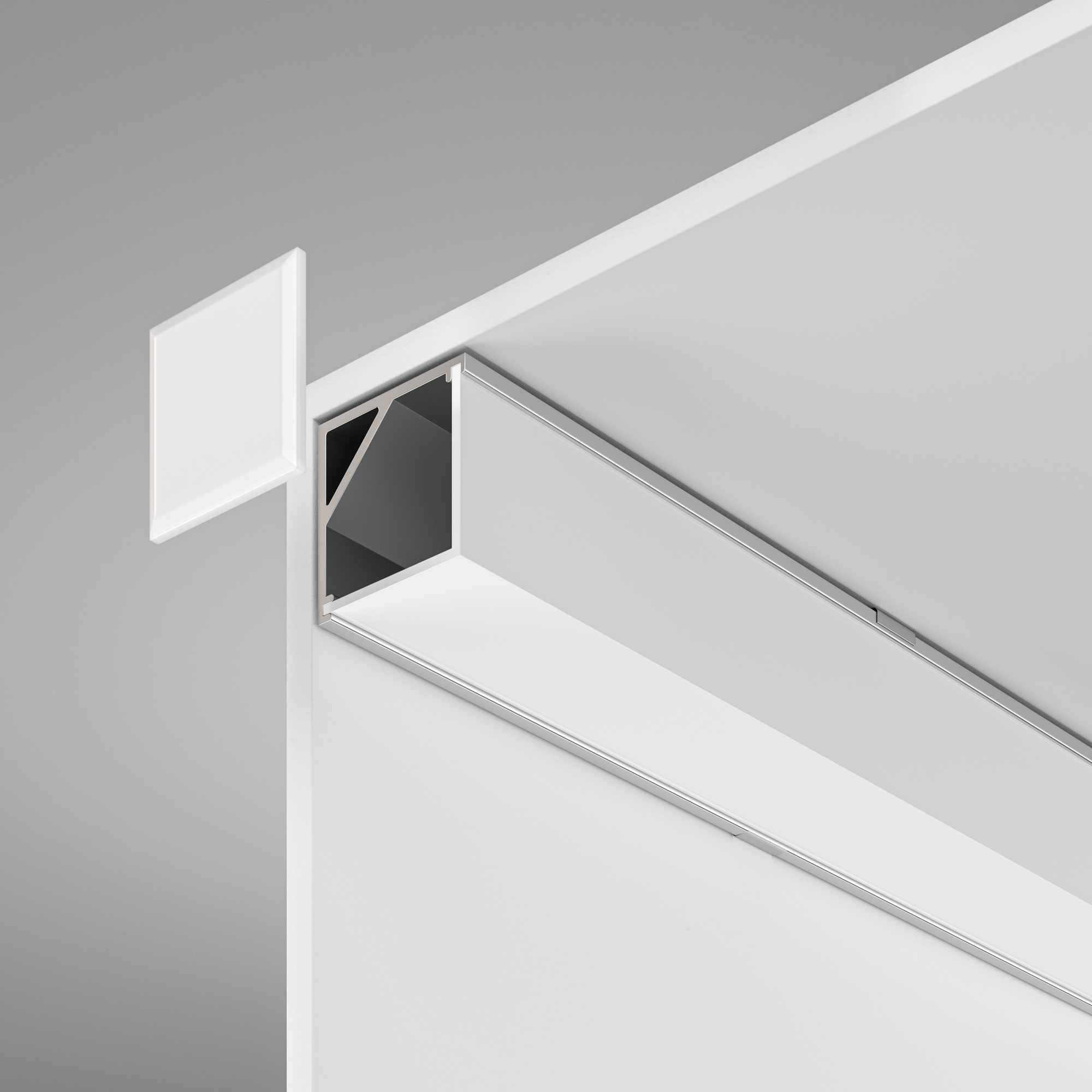 Алюминиевый профиль  накладной угловой  16x16 (Серебро