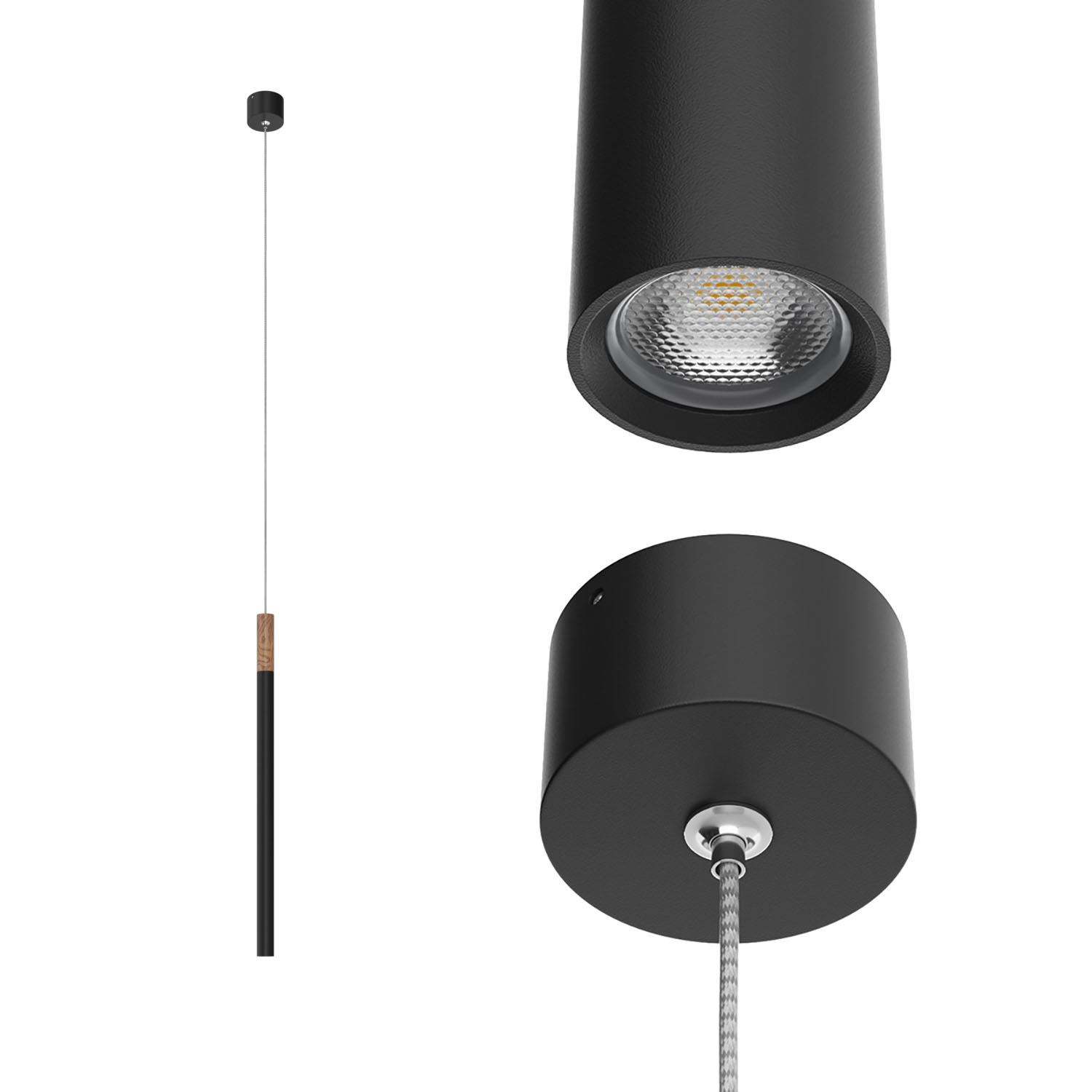 Подвесной светодиодный светильник Ledron HL012 Wooden 100 Black — изображение 2