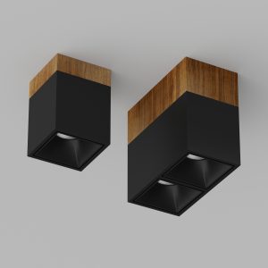 Накладной светодиодный светильник Ledron KUBING 2 Wooden 160 Black TRIAC 4000K