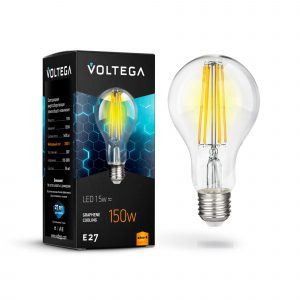 Светодиодная лампа филамент A60 15Вт 2800K E27 360° Лампочка Voltega 7104