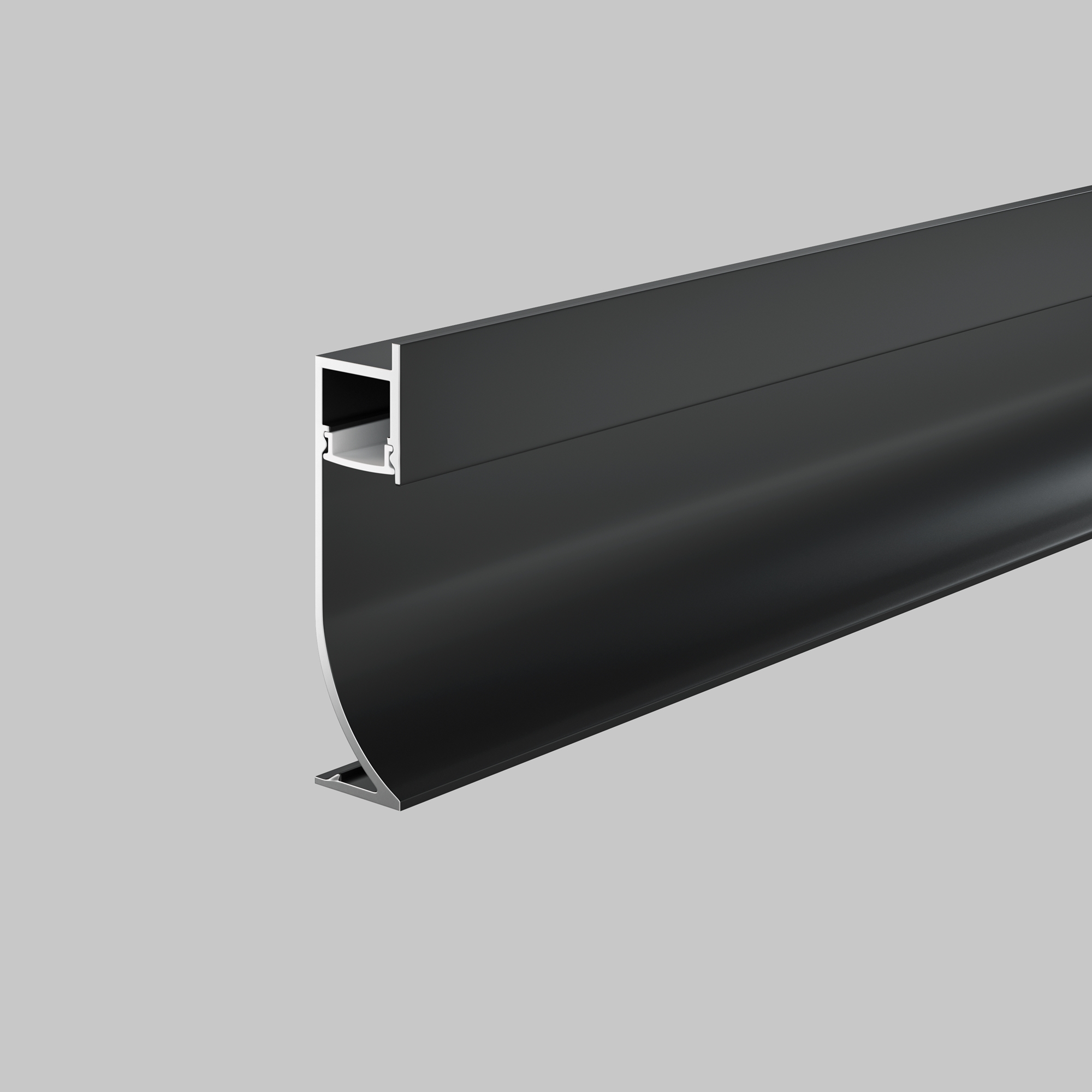Алюминиевый профиль плинтус 53x14 (Черный, 2 м), ALM-5314-B-2M Профиль Led Strip ALM-5314-B-2M — изображение 4