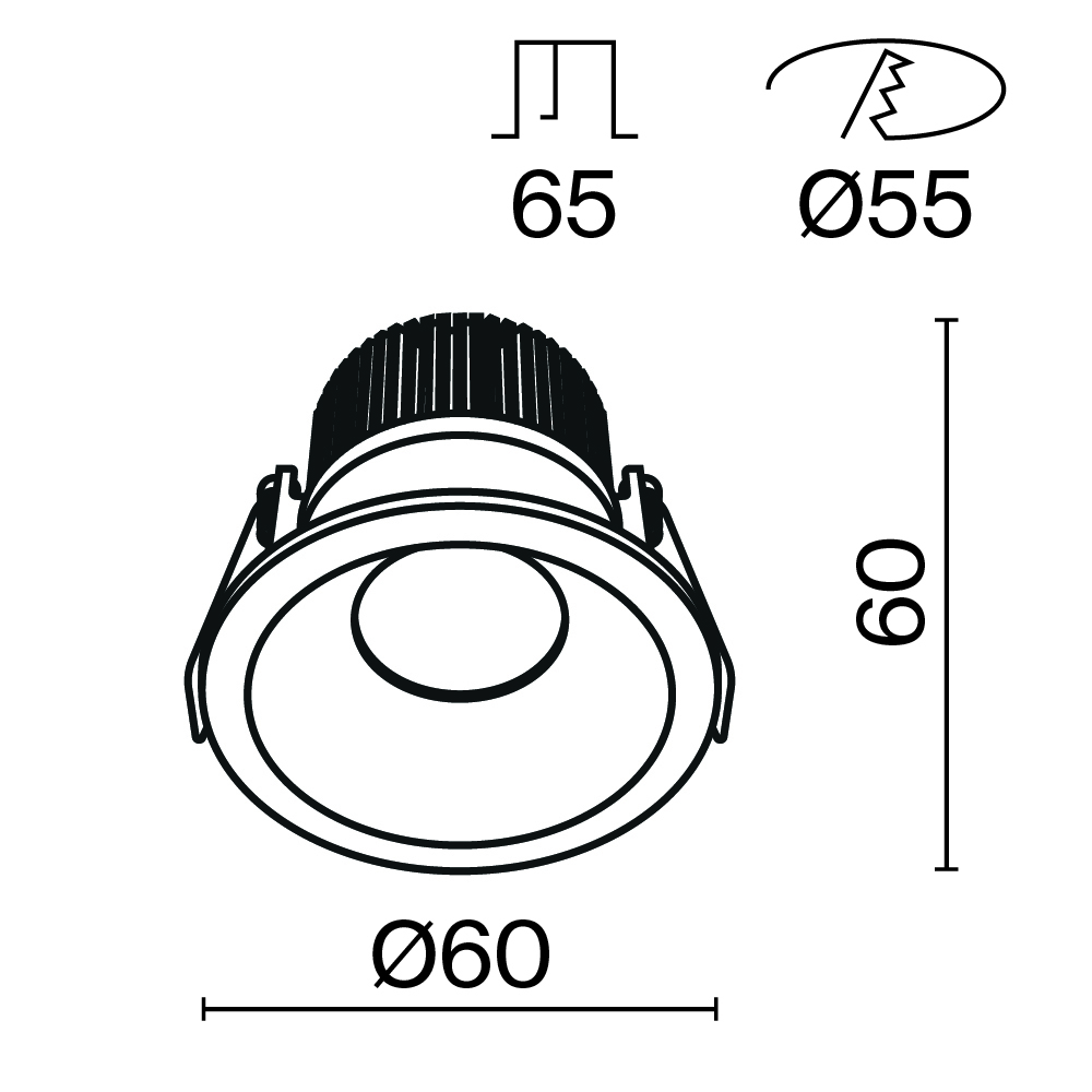 Встраиваемый светильник Зум / Zoom 6 Вт 4000 К 60° IP 65 Встраиваемый светильник Technical DL034-01-06W4K-B — изображение 4