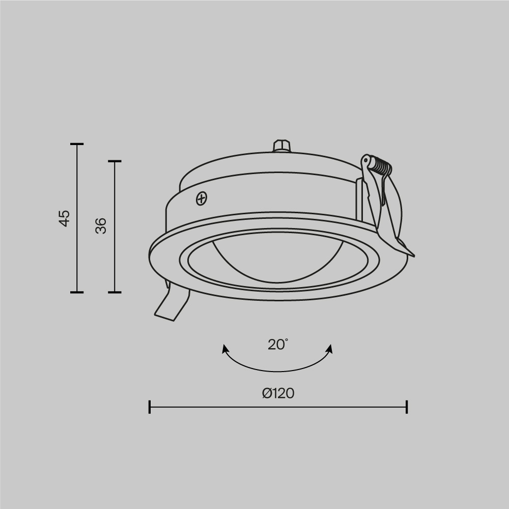 Встраиваемый светильник Линза / Lens 12 Вт 4000 К 70° IP 44 Встраиваемый светильник Technical DL105-12W4K-B — изображение 4