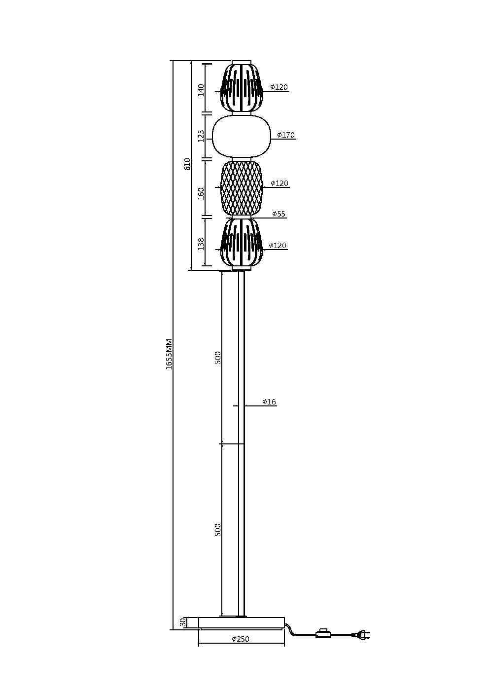 Напольный светильник (торшер) Паттерн / Pattern 3000К 32Вт Напольный светильник (торшер) Maytoni MOD267FL-L32CH3K — изображение 4
