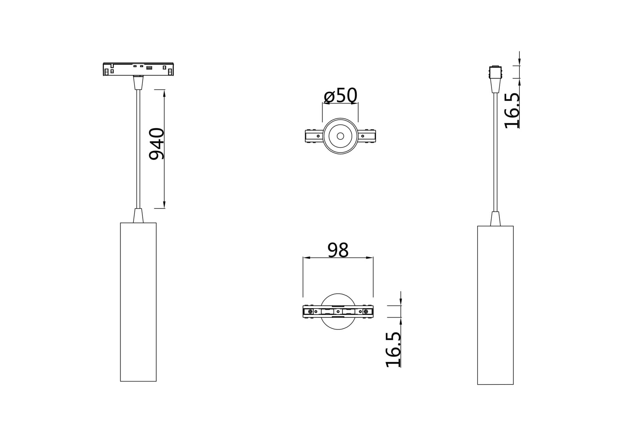 Трековый подвесной светильник Фокус / Focus Led S35 4000K 12Вт Трековый подвесной светильник Technical TR016-2-12W4K-W — изображение 3