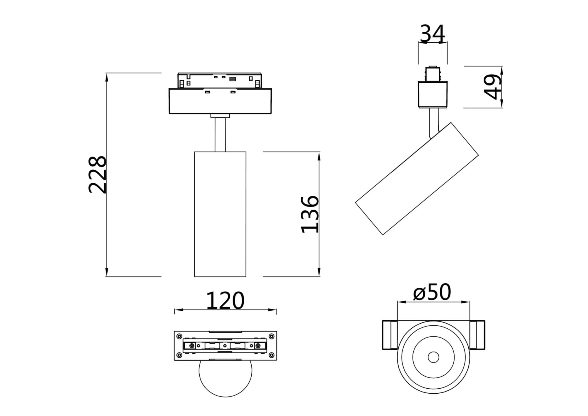 Трековый светильник Фокус / Focus Led S35 3000K 9Вт 24° Трековый светильник Technical TR019-2-10W3K-W — изображение 3