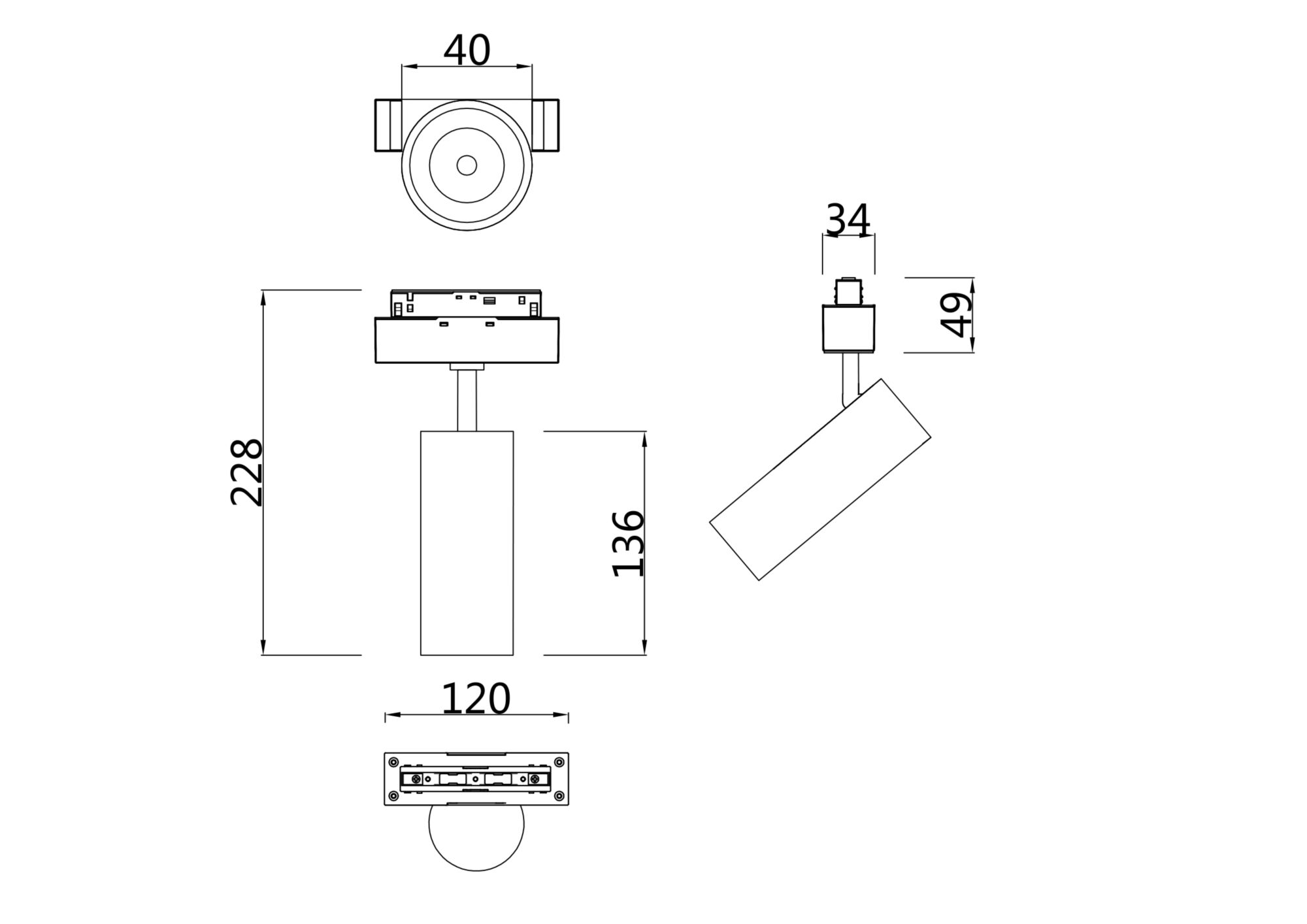 Трековый светильник Фокус / Focus Led S35 4000K 7Вт 24° Трековый светильник Technical TR019-2-7W4K-B — изображение 3