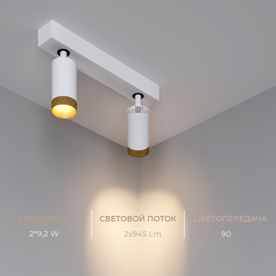 Накладной светодиодный светильник Ledron SAGITONY E2 S60 Wooden White — изображение 3