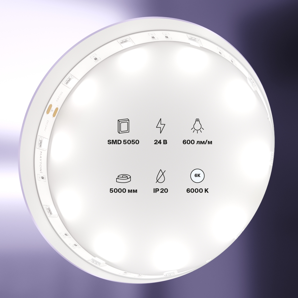 Светодиодная лента 24В 5050 7,2Вт/м 6000K 5м IP20 Светодиодная лента Led Strip 10162 — изображение 3