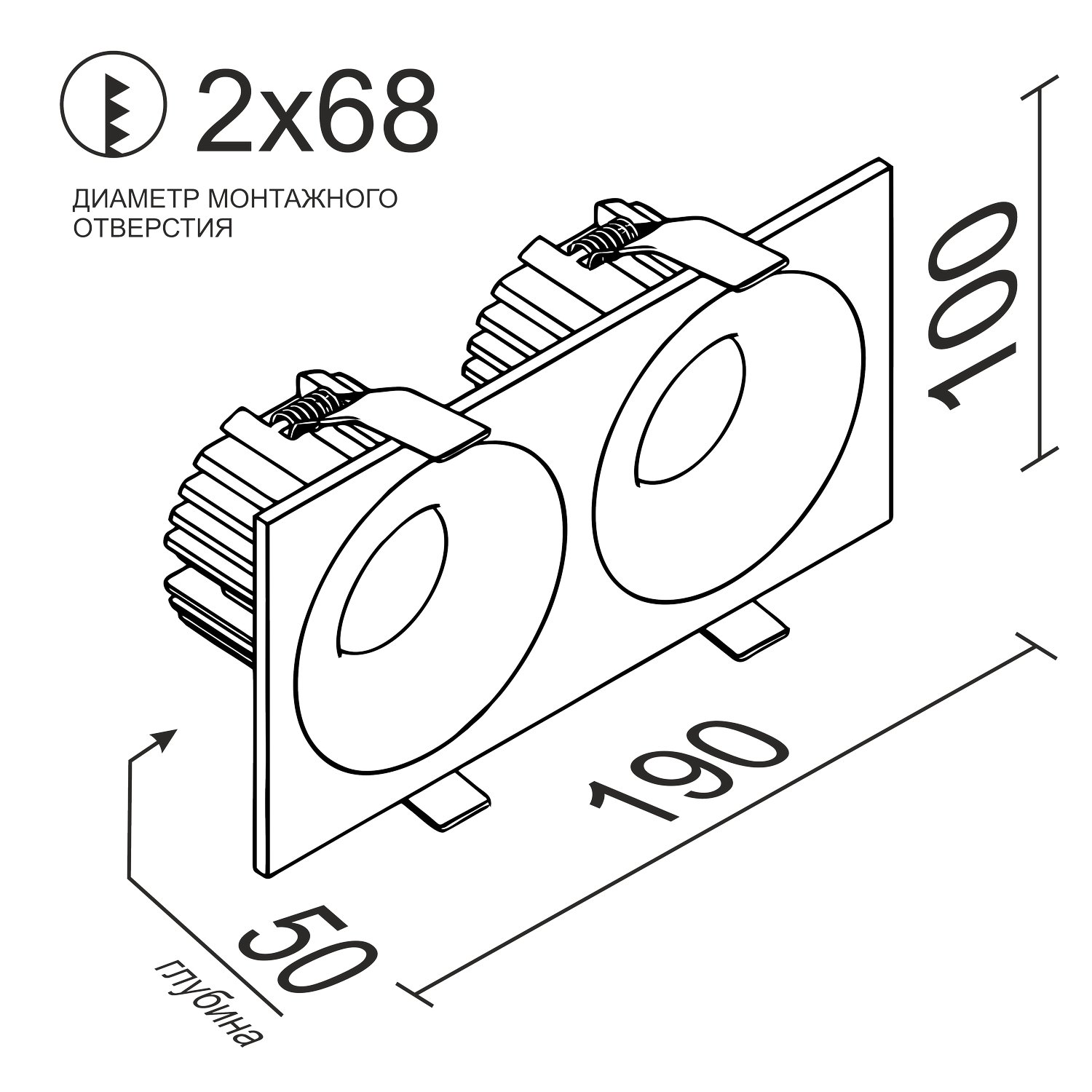 Встраиваемый светодиодный светильник Ledron LOFT SQ2 Black-White — изображение 3