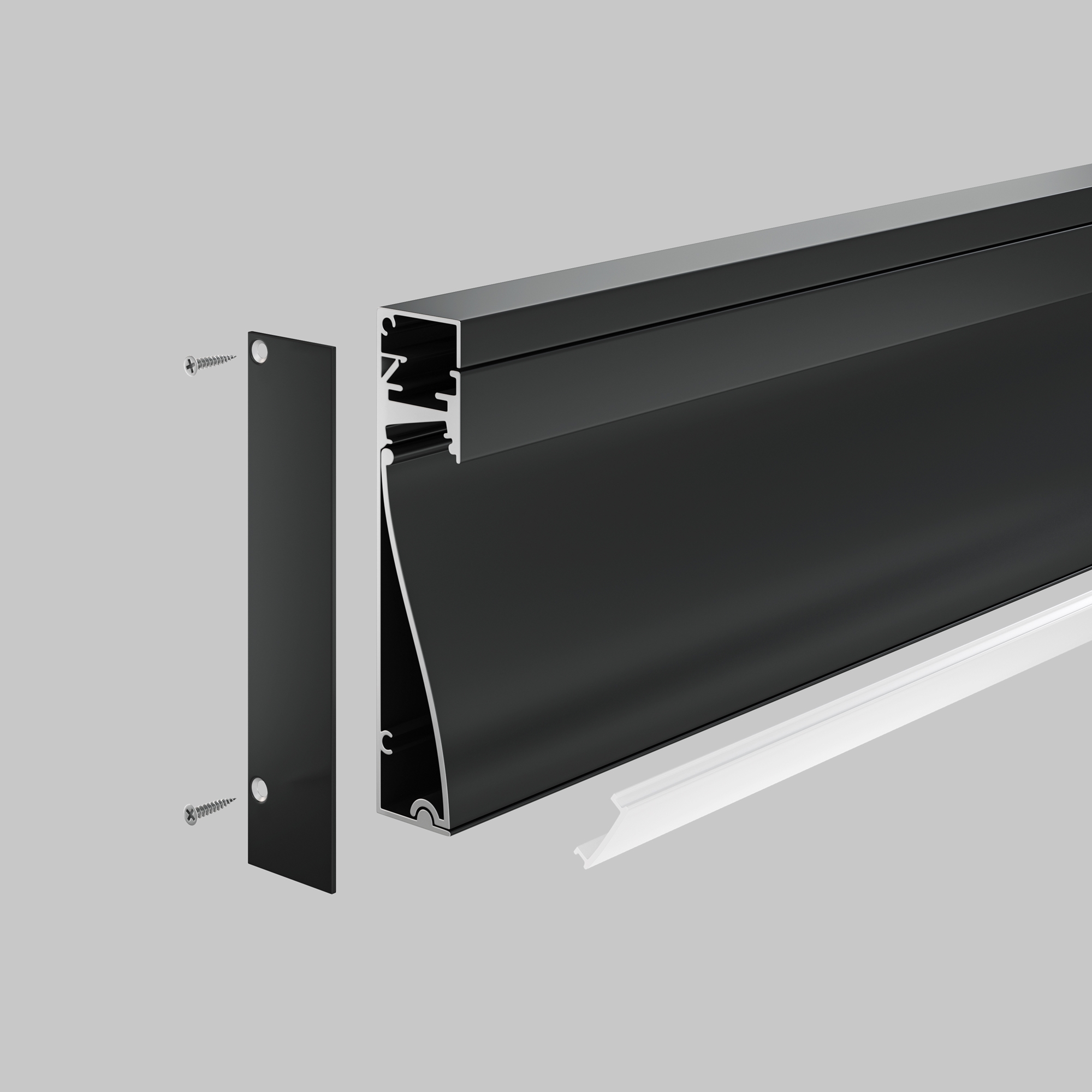 Алюминиевый профиль плинтус 80x18 (Черный, 2 м), ALM-8018-B-2M Профиль Led Strip ALM-8018-B-2M — изображение 4